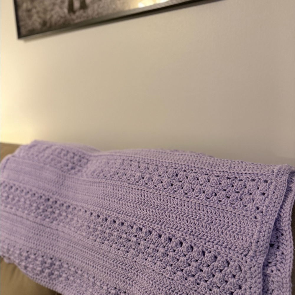 Lavender Crochet Throw Blanket